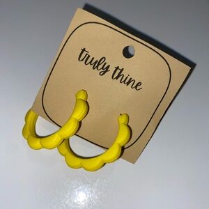 Yellow Geometric Hoop Jewelry and Chunky Bracelets Set